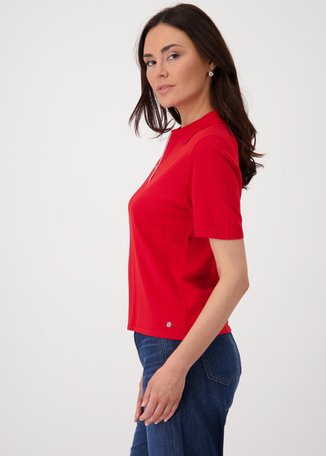 MONARI Red Polo Shirt With Zip | 410009 MONARI Red Polo Shirt With Zip | 410009