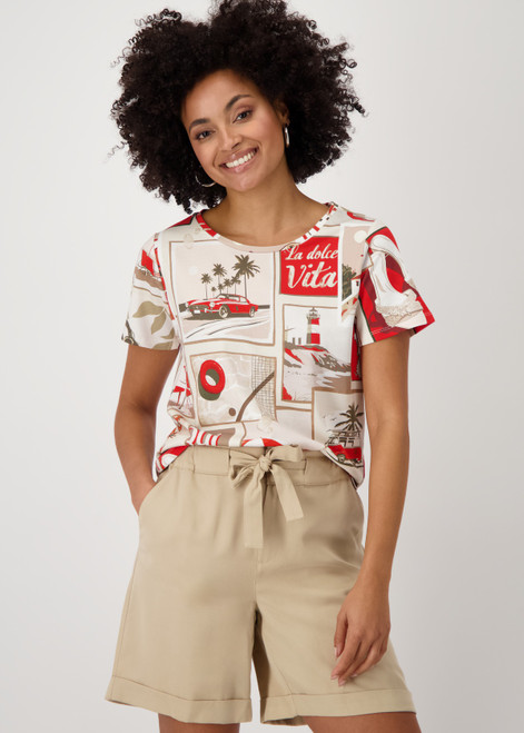MONARI Red T-Shirt With Polaroid Print | 409742 MONARI Red T-Shirt With Polaroid Print | 409742