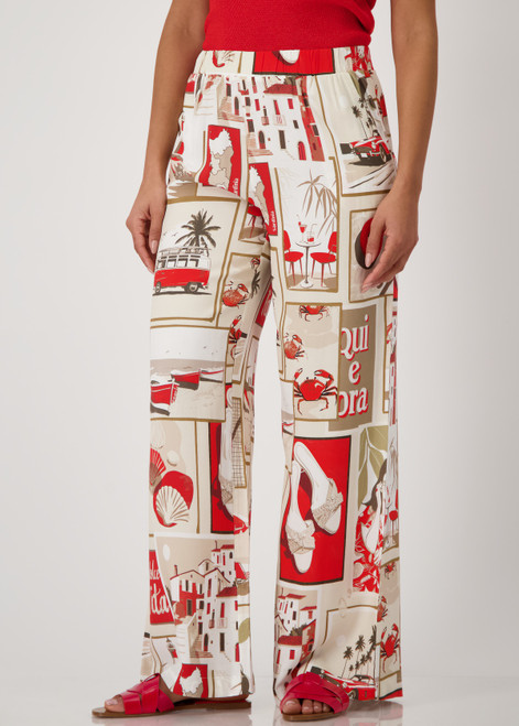 MONARI Red Trousers With Polaroid Print | 409744 MONARI Red Trousers With Polaroid Print | 409744
