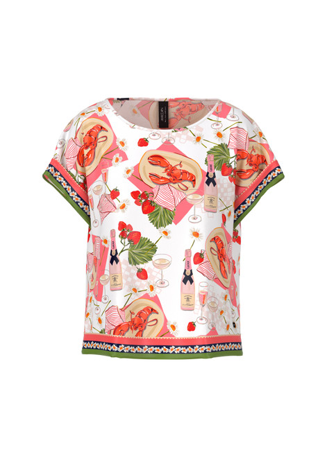 MARC CAIN ADDITIONS Deep Coral Viscose Slip-On Blouse With Print | YA 51.12 W23 MARC CAIN ADDITIONS Deep Coral Viscose Slip-On Blouse With Print | YA 51.12 W23
