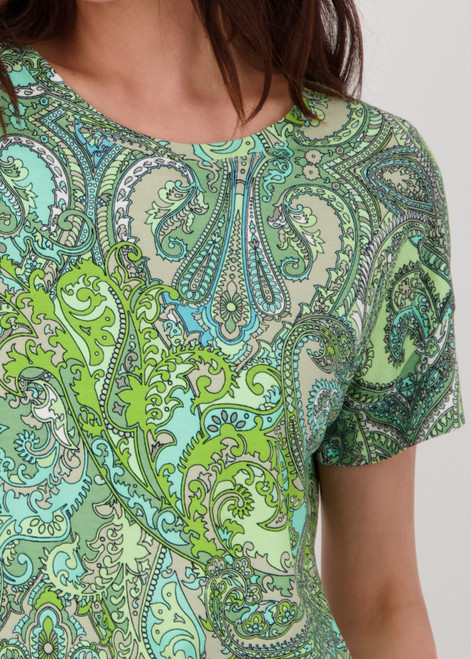 MONARI Green T-Shirt With Paisley Print | 409689