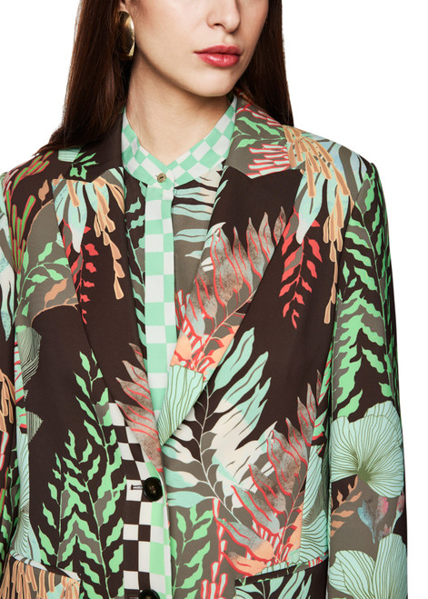 MARC CAIN COLLECTIONS Dark Wood Blazer With Floral Print | ZC 34.05 W02
