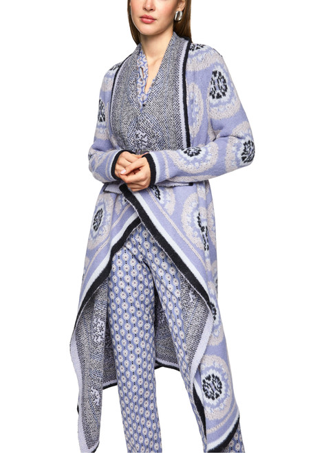 MARC CAIN COLLECTIONS Bluish Violet Knitted In Germany Coat | ZC 11.07 M09
