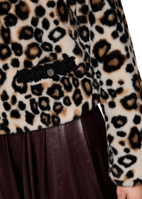 MARC CAIN COLLECTIONS Soft Cappuccino Short Leopard Print Jacket | ZC 12.04 W41