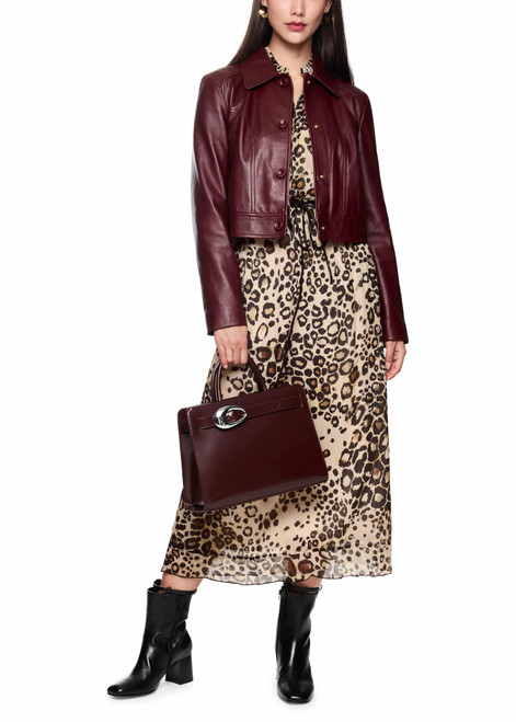 MARC CAIN COLLECTIONS Soft Cappuccino Maxi Dress With Leopard Print | ZC 21.08 W27