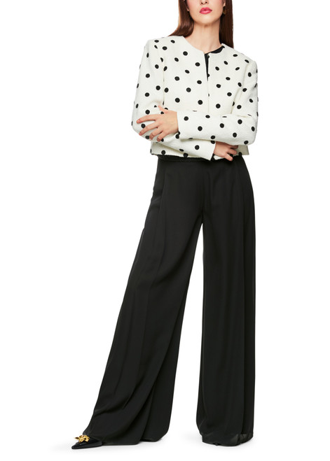 MARC CAIN GLAM Black Wolin Wide Trousers | ZG 81.05 W90