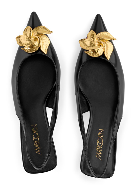 MARC CAIN GLAM Black Slingback Pumps In Calf Leather | ZG SD.01 L02
