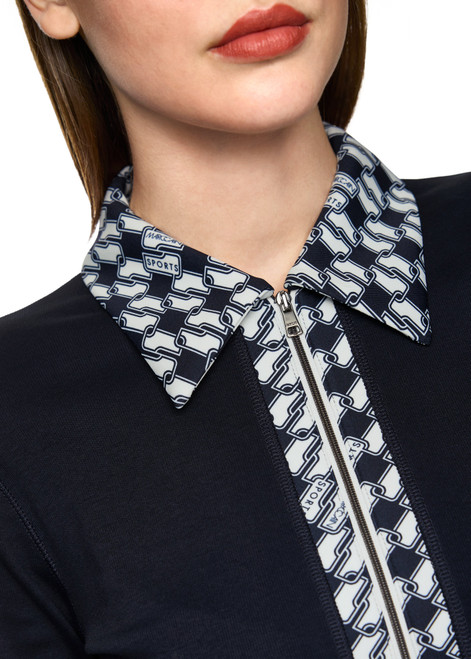 MARC CAIN SPORTS Navy Jersey Jacket With Cube Print Details | ZS 31.09 J55