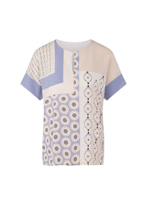 MARC CAIN COLLECTIONS Light Desert Taupe Material Mix Blouse Shirt | ZC 55.02 J56