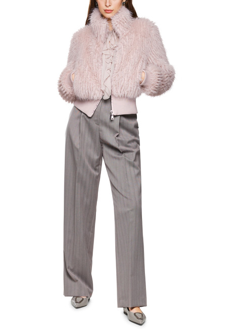 MARC CAIN COLLECTIONS Light Desert Taupe Short Faux Fur Jacket | ZC 12.05 W43