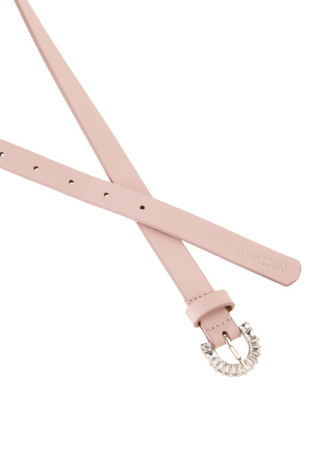 MARC CAIN COLLECTIONS Light Desert Taupe Narrow Hip Belt With Rhinestone Clasp | ZC G1.03 L45