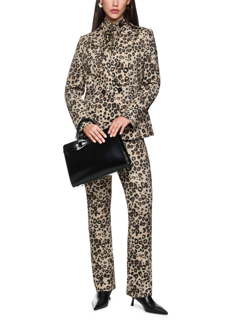 MARC CAIN COLLECTIONS Soft Cappuccino Leopard Print Blazer In Scuba Jersey | ZC 34.08 J12