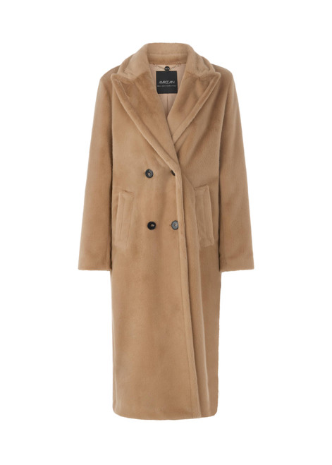 MARC CAIN COLLECTIONS Warm Sand Fluffy Coat With Collar | ZC 11.04 W42