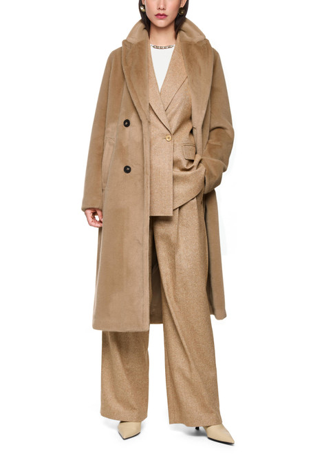 MARC CAIN COLLECTIONS Warm Sand Fluffy Coat With Collar | ZC 11.04 W42