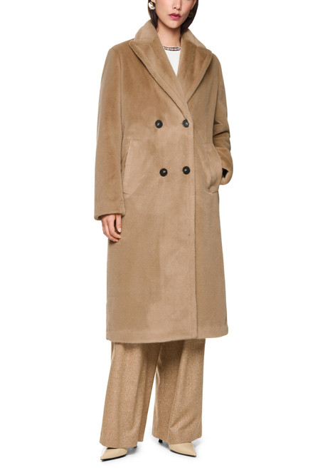 MARC CAIN COLLECTIONS Warm Sand Fluffy Coat With Collar | ZC 11.04 W42
