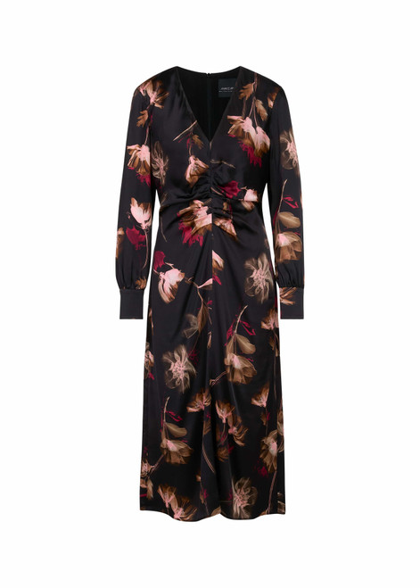 MARC CAIN COLLECTIONS Black Silk Dress With Floral Print | ZC 21.10 W28