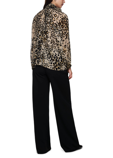 MARC CAIN COLLECTIONS Soft Cappuccino Turtleneck Blouse With Leopard Print | ZC 51.13 W27