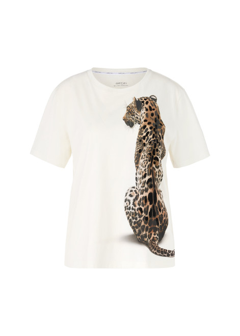 MARC CAIN COLLECTIONS Off-White Leopard Print T-Shirt | ZC 48.02 J59