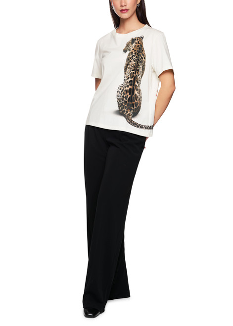 MARC CAIN COLLECTIONS Off-White Leopard Print T-Shirt | ZC 48.02 J59