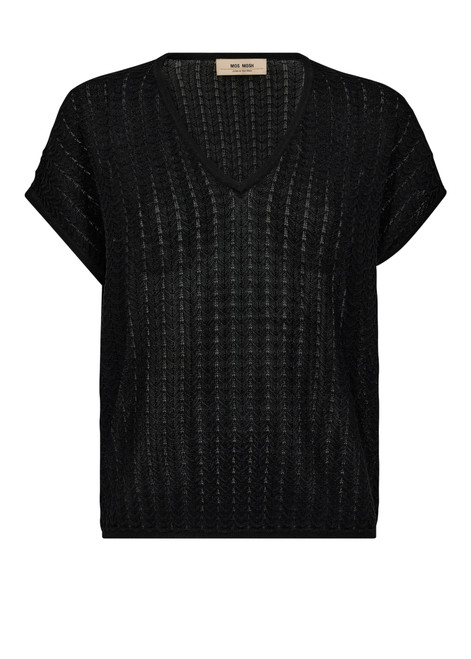 MOS MOSH Black Mmshani Plain V-Neck Knit | 170740