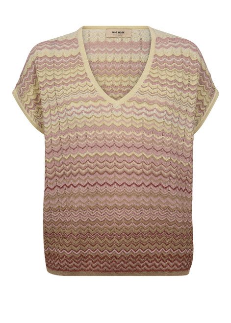 MOS MOSH Powder Pink Mmshani Zig Zag V-Neck Knit | 170730