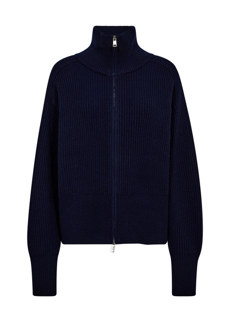MOS MOSH Maritime Blue Mmamity Zip Knit Cardigan | 173170