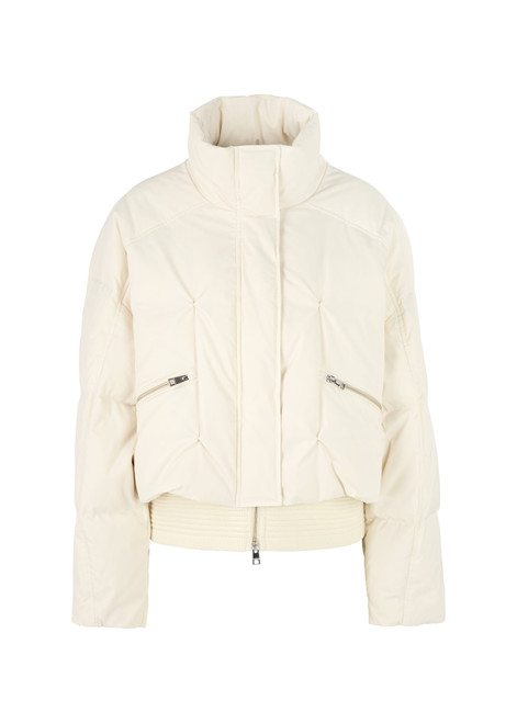 MARC CAIN COLLECTIONS Bright Ecru Quilted Down Jacket With Knitted Cuffs | ZC 12.09 W69