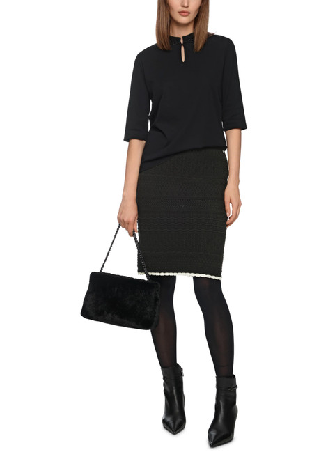 MARC CAIN COLLECTIONS Black Knitted In Germany Ajour Skirt | ZC 71.27 M45