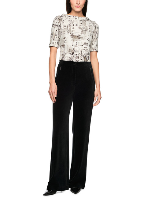 MARC CAIN COLLECTIONS Black Welkom Wide Corduroy Trousers | ZC 81.23 J31