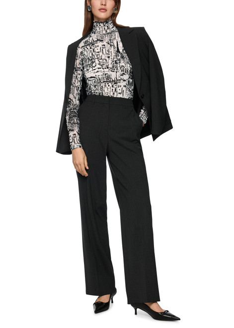 MARC CAIN COLLECTIONS Smoke Long-Sleeved Top With City Motif | ZC 48.12 J41
