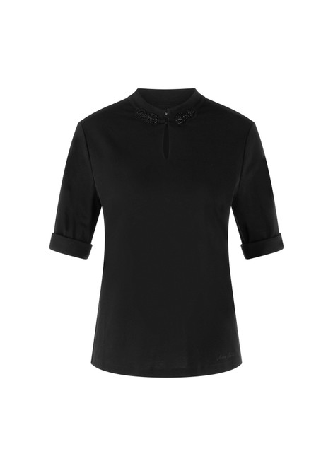 MARC CAIN COLLECTIONS Black Shirt With Sparkling Flowers | ZC 48.16 J14