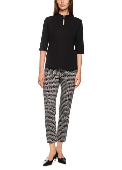 MARC CAIN COLLECTIONS Black Shirt With Sparkling Flowers | ZC 48.16 J14