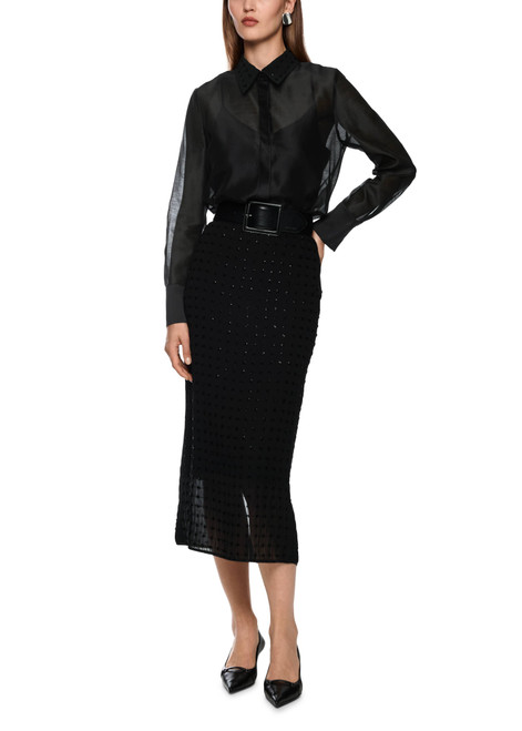 MARC CAIN COLLECTIONS Black Organza Blouse With Embroidery | ZC 51.23 W87