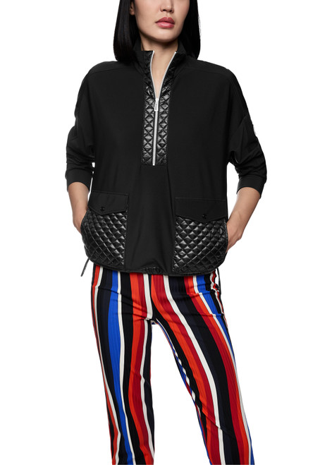 MARC CAIN SPORTS Black Sweater With Stand-Up Neck And Pockets | ZS 44.14 J60