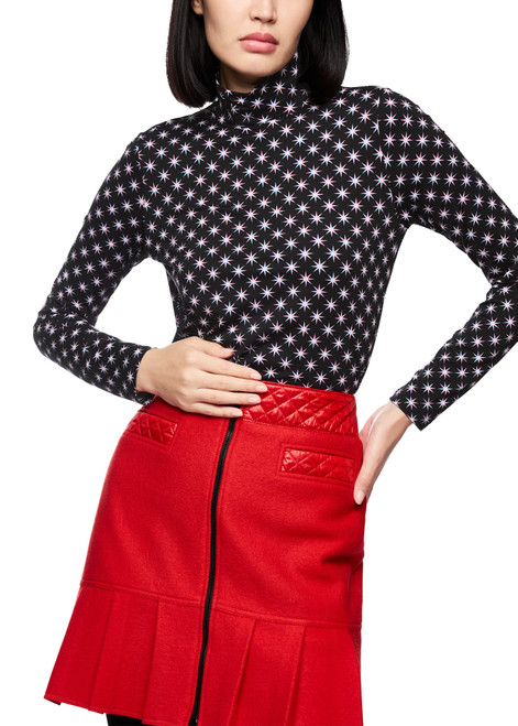 MARC CAIN SPORTS Black And White Long-Sleeved Shirt With Snowstar Print | ZS 48.52 J69