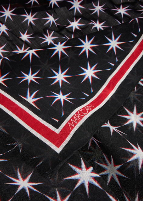 MARC CAIN SPORTS Black And White Woolen Scarf With Snowstar Print | ZS B4.07 Z52