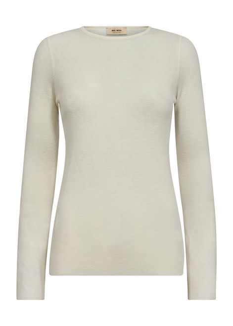 MOS MOSH Ecru Bouch O-Neck Knit | 168080