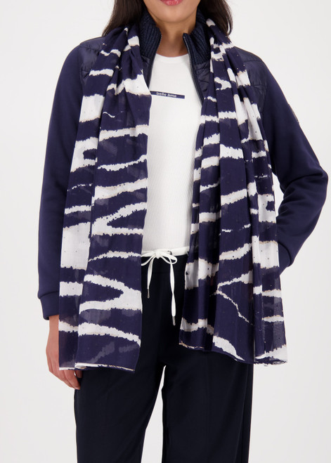 MONARI Blue Zebra-Patterned Scarf | 809158