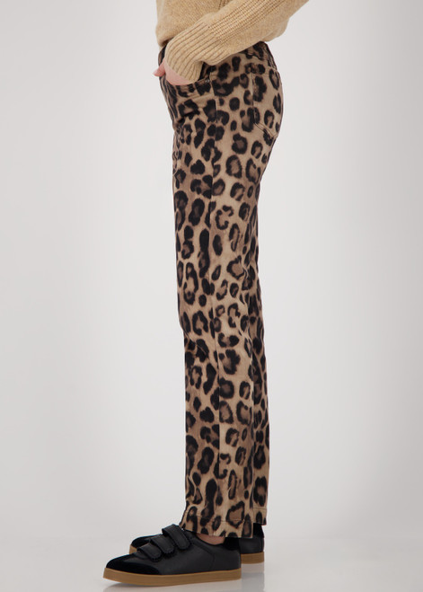 MONARI Brown Straight-Leg Leopard-Print Trousers | 809182