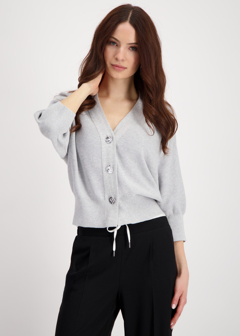 MONARI Gray Knitted Cardigan With Decorative Buttons | 808910