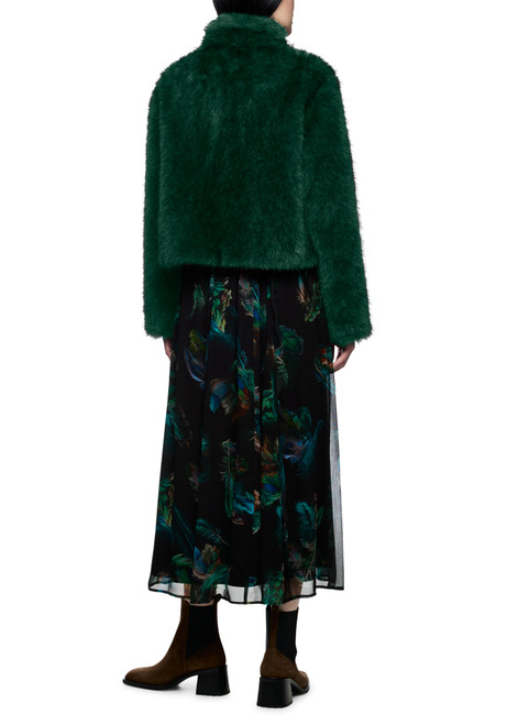 MARC CAIN COLLECTIONS Dark Jade Green Cosy Faux Fur Jacket | ZC 12.07 W64