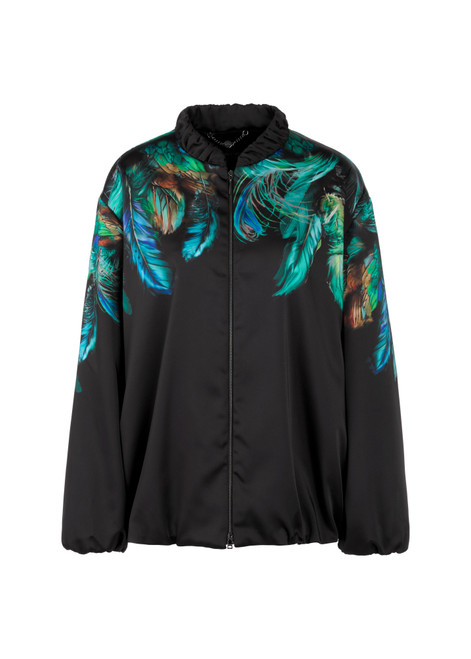 MARC CAIN COLLECTIONS Dark Jade Green Blouson With Feather Print | ZC 31.17 W85