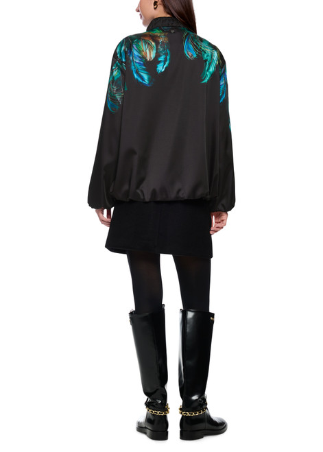 MARC CAIN COLLECTIONS Dark Jade Green Blouson With Feather Print | ZC 31.17 W85
