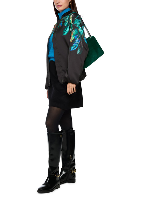 MARC CAIN COLLECTIONS Dark Jade Green Blouson With Feather Print | ZC 31.17 W85