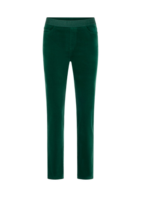MARC CAIN COLLECTIONS Dark Jade Green Siena Slip-On Trousers In Velvet | ZC 81.31 W48