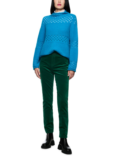 MARC CAIN COLLECTIONS Dark Jade Green Siena Slip-On Trousers In Velvet | ZC 81.31 W48