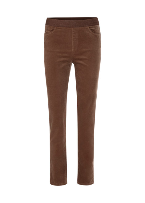 MARC CAIN COLLECTIONS Dark Chestnut Brown Siena Slip-On Trousers In Velvet | ZC 81.31 W48