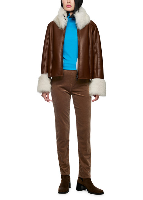 MARC CAIN COLLECTIONS Dark Chestnut Brown Siena Slip-On Trousers In Velvet | ZC 81.31 W48