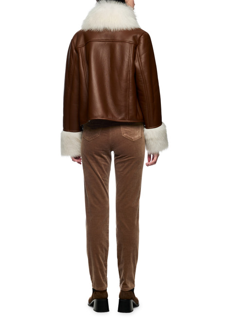 MARC CAIN COLLECTIONS Dark Chestnut Brown Siena Slip-On Trousers In Velvet | ZC 81.31 W48