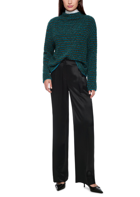 MARC CAIN COLLECTIONS Black Wasco Satin Trousers With Wide Cut | ZC 81.32 W80